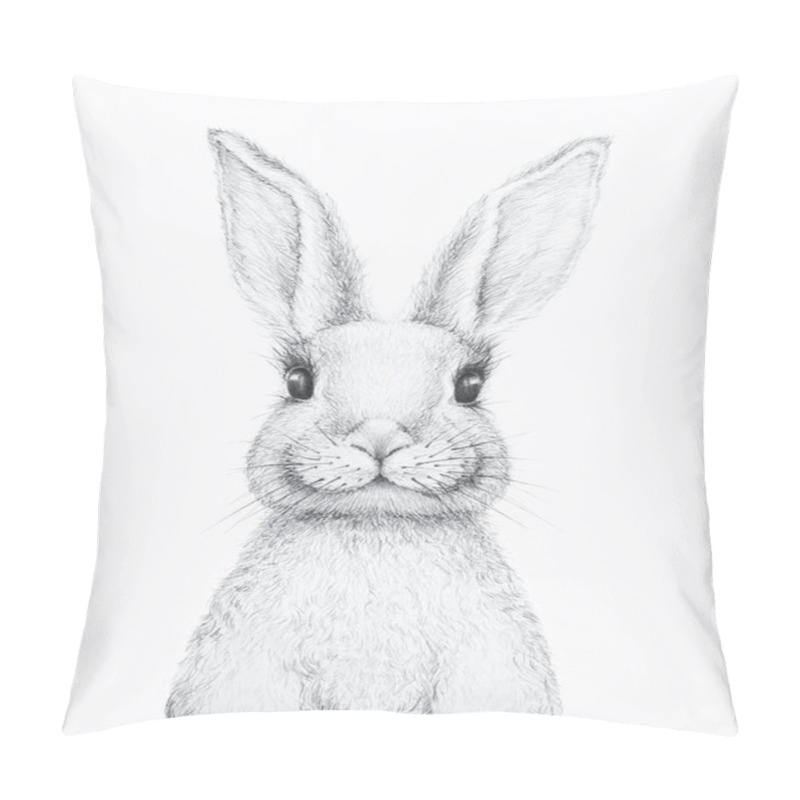 Personality  Bunny Rabbit. Easter Bunny. Pencil Draw. Nursery Wall Art. Kids Art Gift. Forest Animal. White Background Pillow Covers