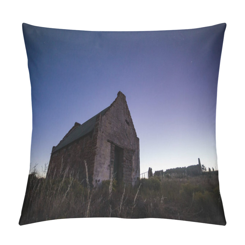 Personality  Wide Angle View Of Old Abandoned Farm Building On A Farm In The Northern Cape Of South Africa Pillow Covers