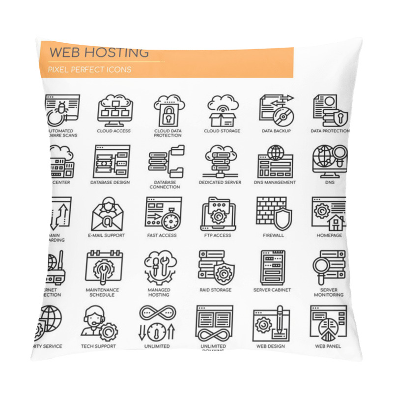 Personality  Web Hosting , Thin Line And Pixel Perfect Icons Pillow Covers