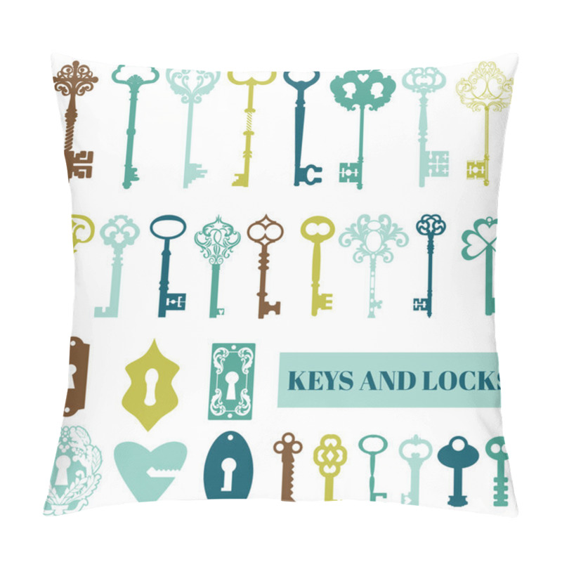 Personality  Set Of Antique Keys And Locks - For Your Design Or Scrapbook Pillow Covers