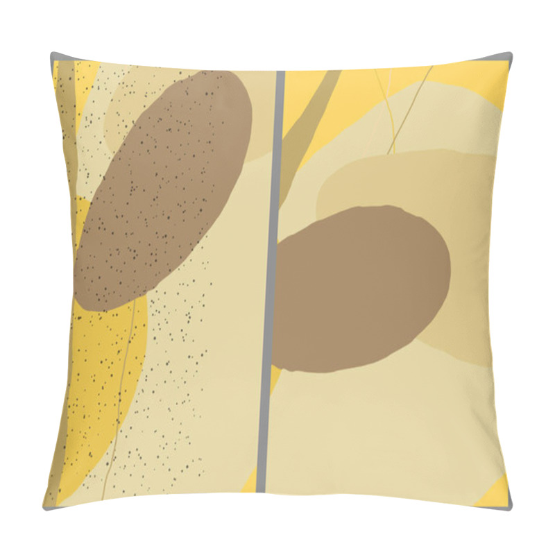 Personality  Linear Abstract Drawing On Flat Background. Contemporary Composition. Modern Art, Print Or Poster. Natural Color Textured With Spots And Lines. Matte Colors. Pillow Covers