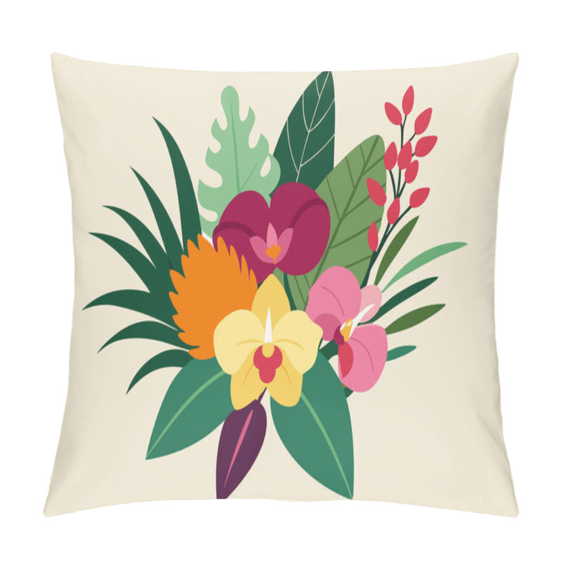 Personality  Vibrant Tropical Luxurious Flower Bouquet Vector Illustration Design Pillow Covers