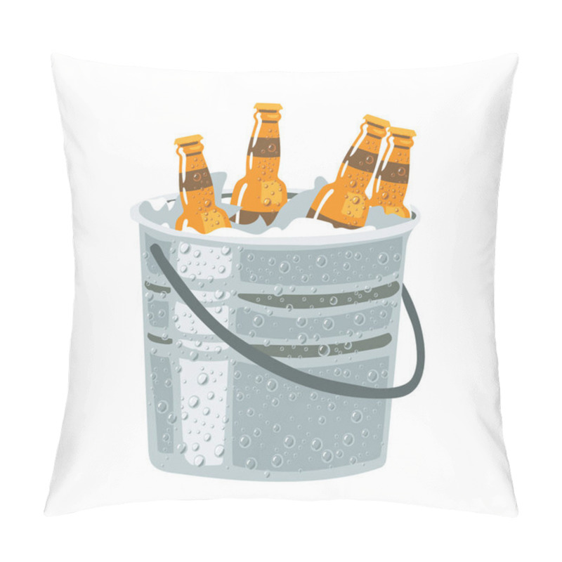 Personality  Set Of Beer Bottles In Cold Bucket On White Background Pillow Covers