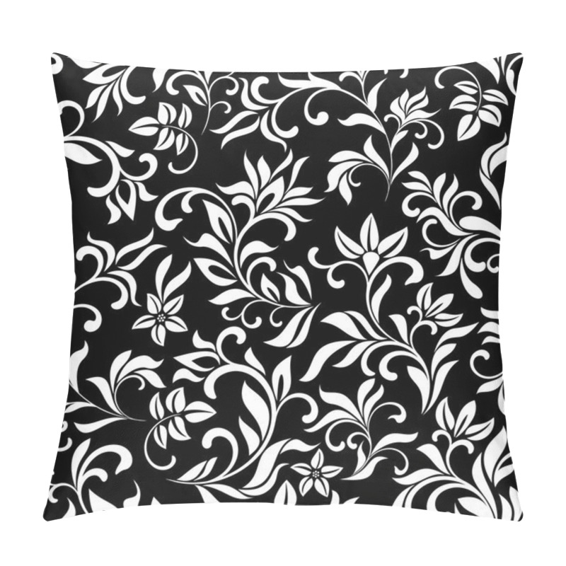 Personality  Seamless Floral Pattern On A Black Background. The Pattern Can Be Used For Printing On Textiles, Wallpaper, Packaging Pillow Covers