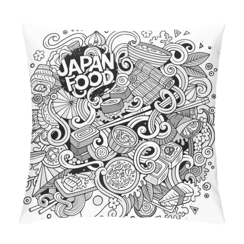 Personality  Cartoon Hand-drawn Doodles Japan Food Illustration. Pillow Covers