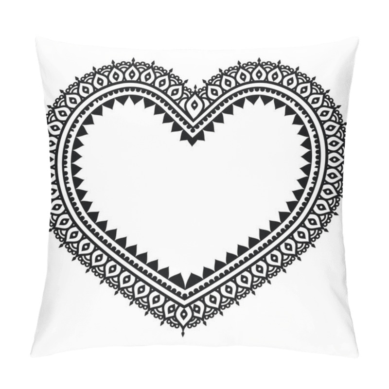 Personality  Heart Mehndi Design, Indian Henna Tattoo Pattern Pillow Covers