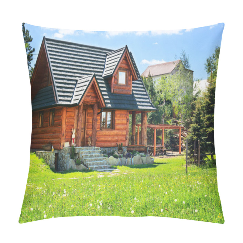 Personality  Beautiful Modern Wooden Country House With Swing And Barbecue Place, Vacation Rest Concept Pillow Covers