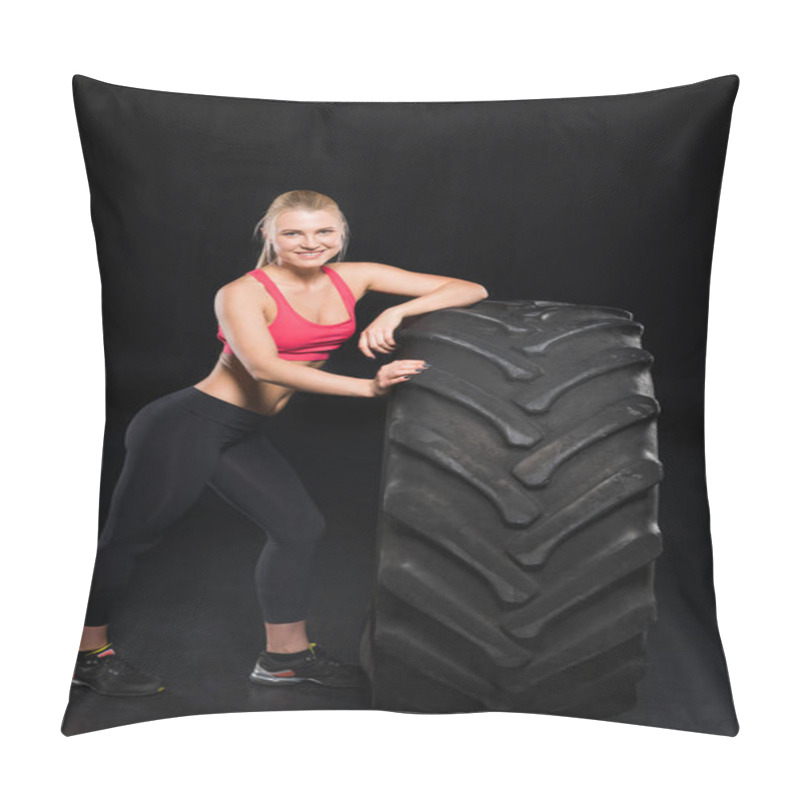 Personality  Sporty Woman With Tire Pillow Covers