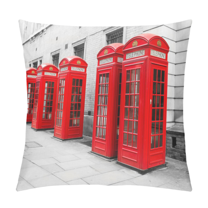 Personality  Red Telephone Boxes On A Black And White Background Pillow Covers