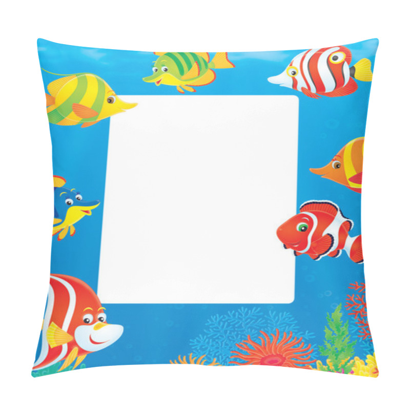 Personality  Fish And Coral Reef Frame Pillow Covers