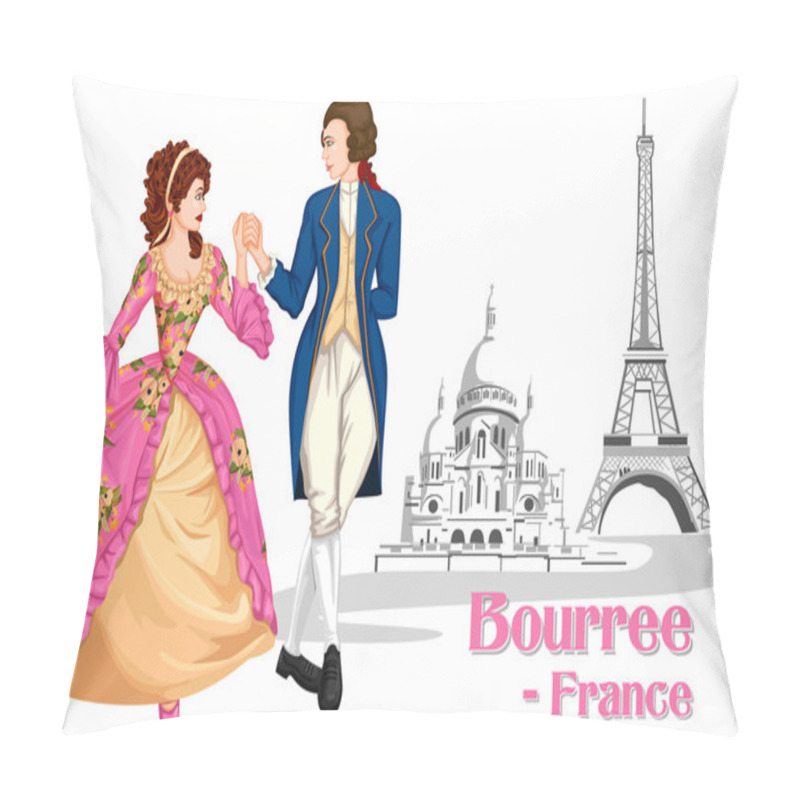 Personality  French Couple Performing Bourree Dance Of France Pillow Covers