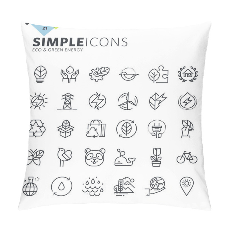 Personality  Modern Thin Line Icons Of Environment And Green Energy Pillow Covers