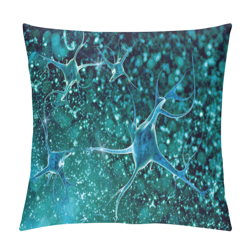 Personality  3D Illustration Of A Neuron Pillow Covers