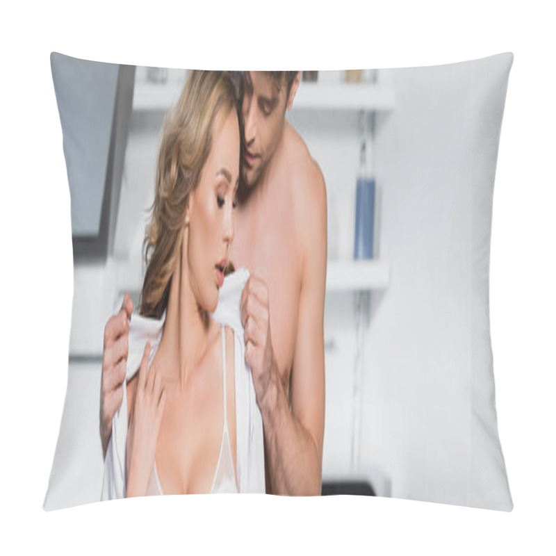 Personality  Sexual Man Undressing Girlfriend In Kitchen, Banner  Pillow Covers