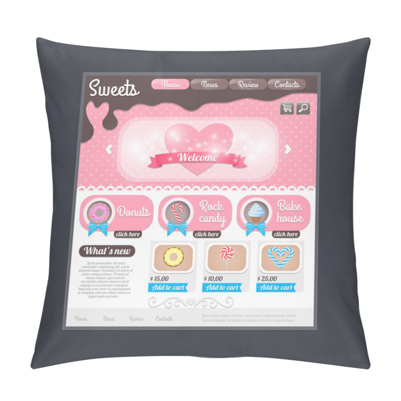 Personality  Website Template For Candy Shop. Pillow Covers