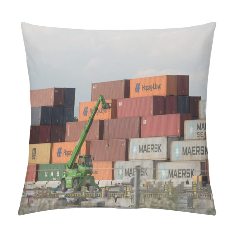 Personality  In A Container Terminal For Cargo Containers And Their Onward Transportation Pillow Covers