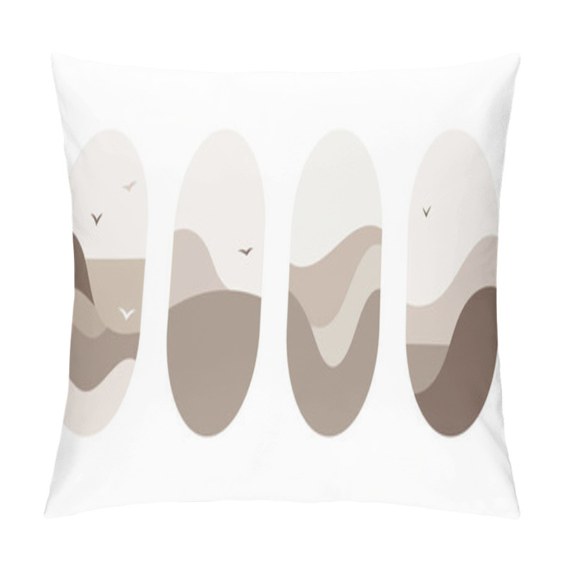 Personality  Abstract Oval Shapes In Beige And Brown Tones With Smooth Wavy Lines Creating A Stylish Geometric Pattern. Suitable For Minimalist Projects And Decor. Pillow Covers