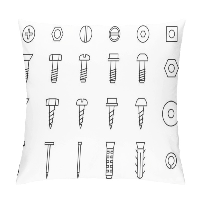 Personality  Nail And Screw Icons. Vector Illustration Pillow Covers