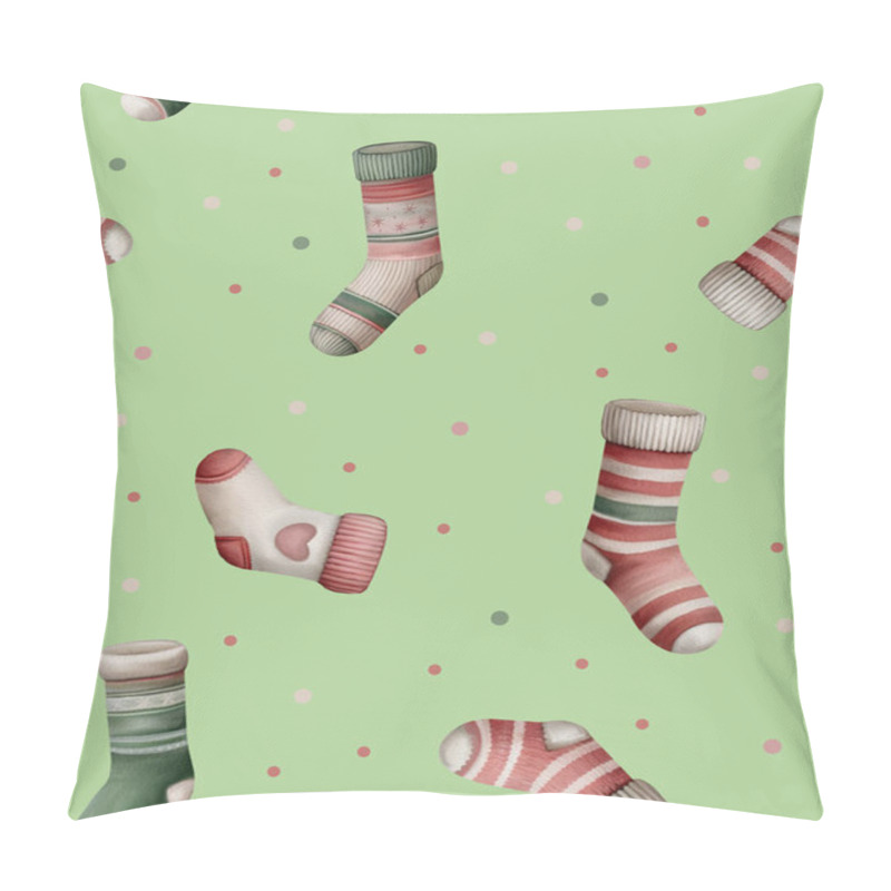 Personality  Christmas Seamless Pattern With Hand Painted Socks. Fabric Patterns, Wrapping. Pillow Covers