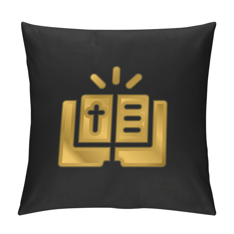 Personality  Bible Gold Plated Metalic Icon Or Logo Vector Pillow Covers