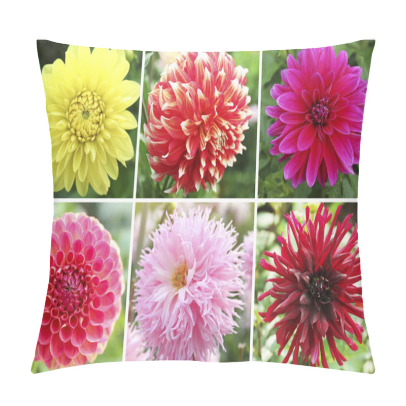 Personality  Collage With Dahlia Flowers  Pillow Covers