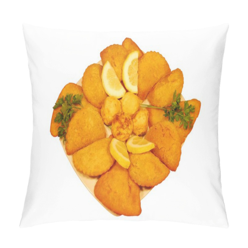 Personality  Shrimp And Chicken Rissole (isolated On White) Pillow Covers