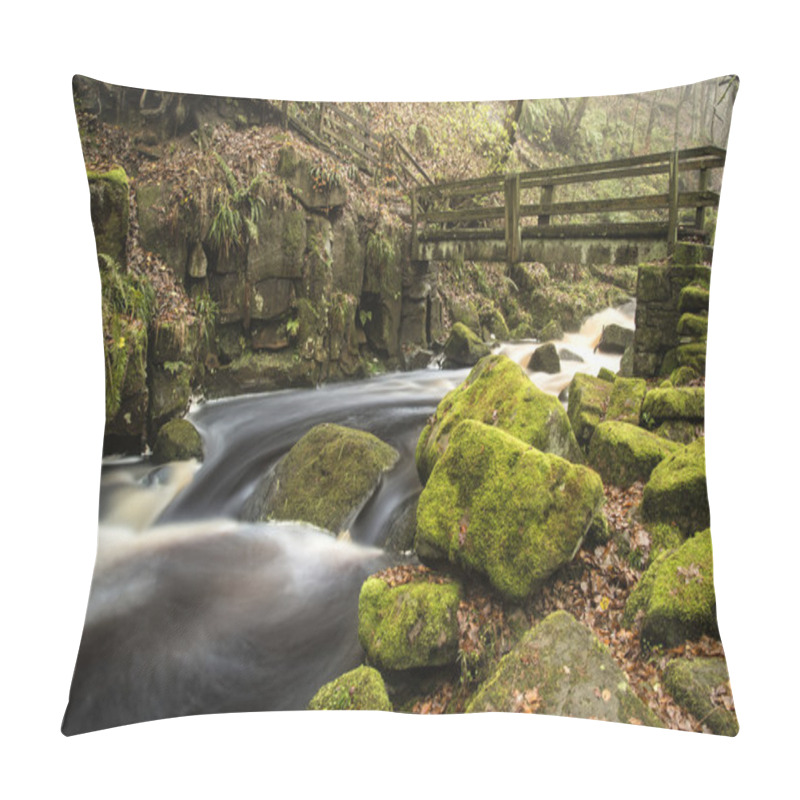 Personality  Autumn Fall Forest Landscape Stream Flowing Through Golden Vibra Pillow Covers