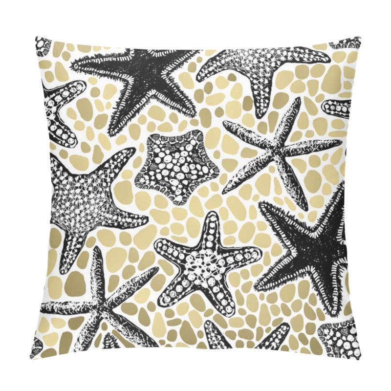 Personality  Sea Stars And Elements Seamless Vector Print. Aloha, Hawaii, Party. Hand Drawn Elements. Home Decor. Textile Design. Pillow Covers