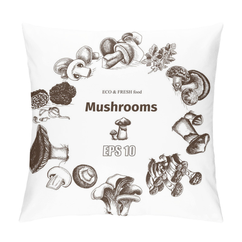 Personality  Illustration Sketch - Mushrooms  Pillow Covers