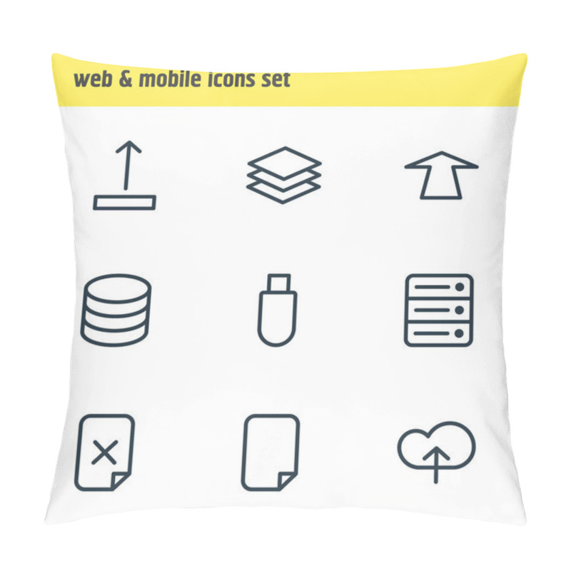 Personality  Vector Illustration Of 9 Memory Icons Line Style. Editable Set Of Upload, Datacenter, Layer And Other Elements. Pillow Covers