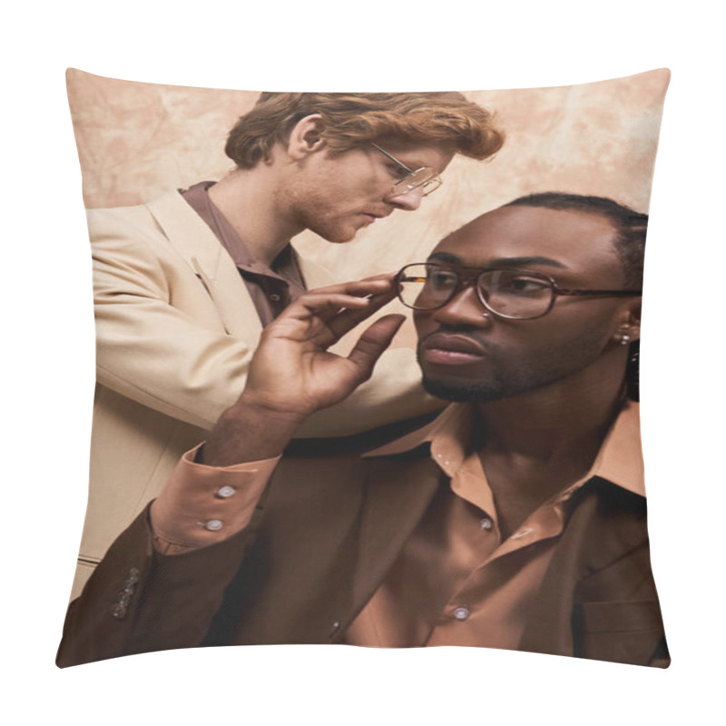 Personality  Two Diverse Men In A Stylish And Elegant Setting. Pillow Covers