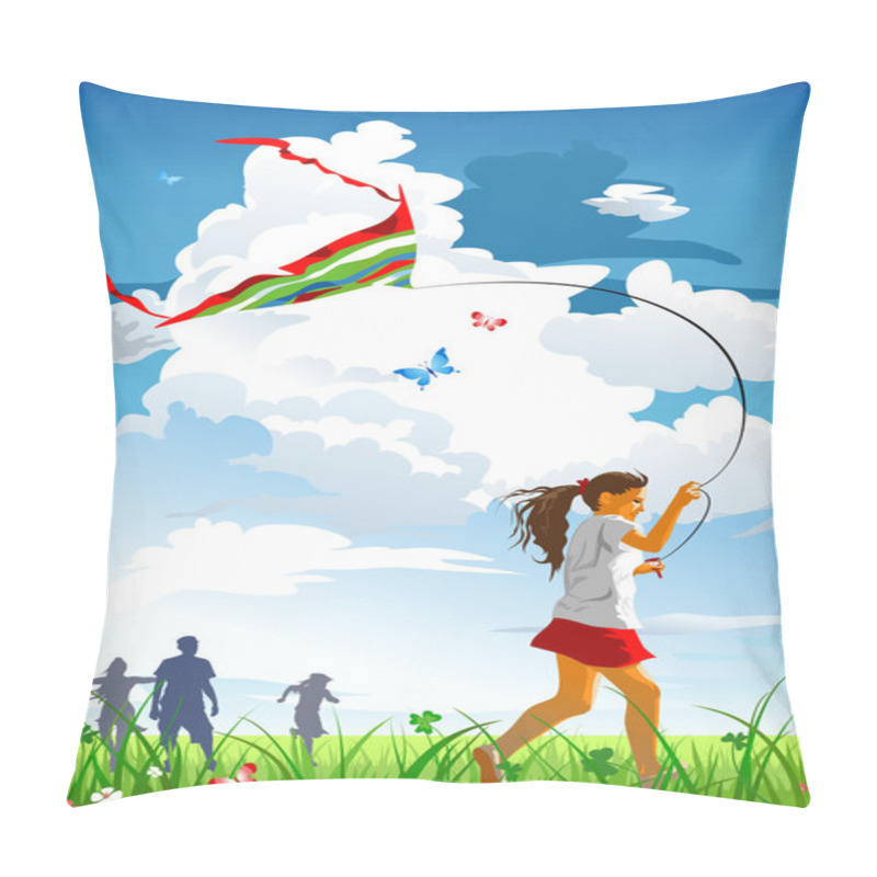 Personality  Girl Flying Kite Pillow Covers