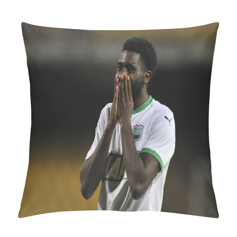 Personality  Jeremie Boga Player Of Sassuolo, During The Match Of The Italian Football League Serie A Between Benevento Vs Sassuolo Final Result 0-1, Match Played At The Ciro Vigorito Stadium In Benevento. Italy, April 12, 2021.  Pillow Covers