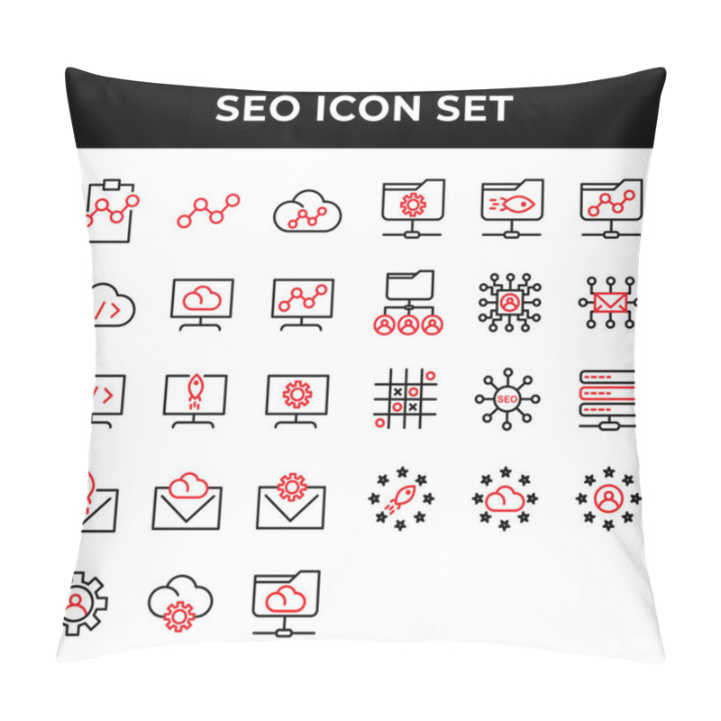 Personality  Search Engine Optimization Icon Set Include Clipboard,link,cloud,storage,computer,email,setting,folder Network,user,mail,data Base,rating,cloud Pillow Covers