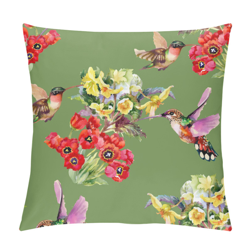 Personality  Birds With Garden Flowers Pillow Covers