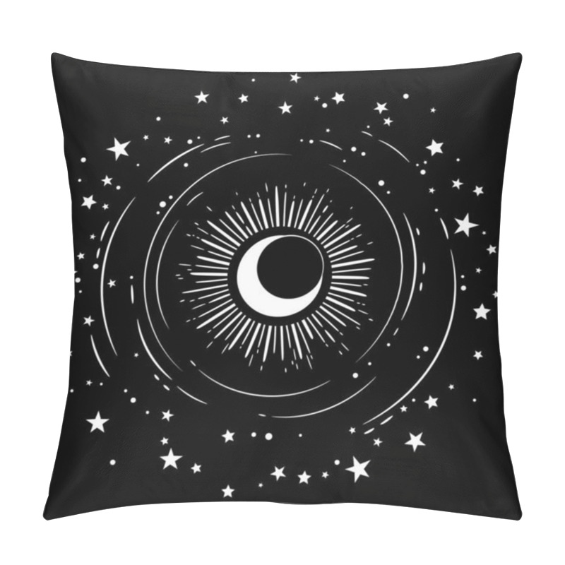 Personality  White Round Pattern Decorated With Sun And Stars Pillow Covers