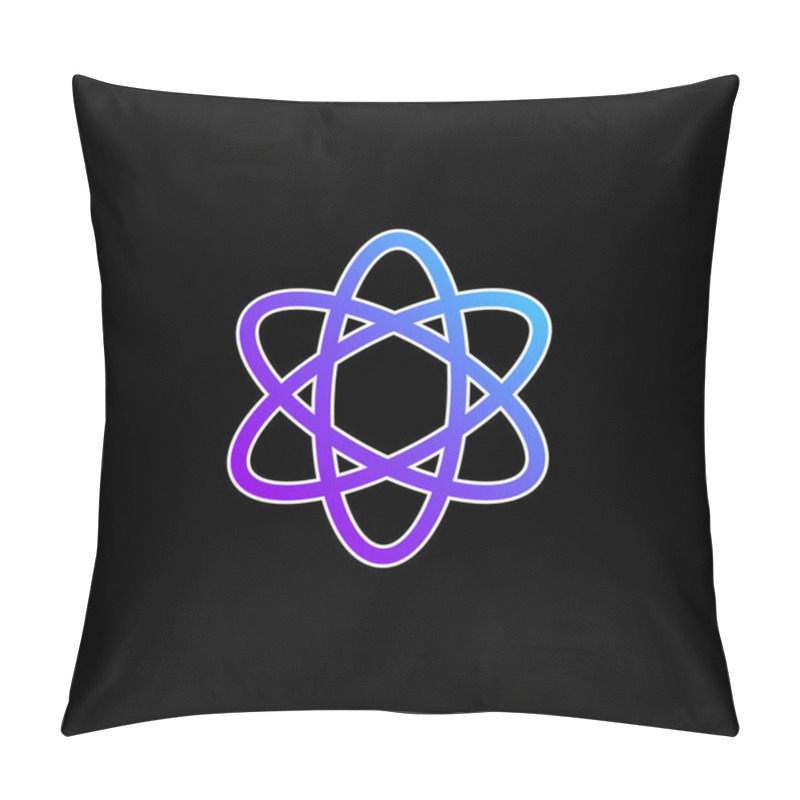 Personality  Atom Shape. Science Blue Gradient Vector Icon Pillow Covers