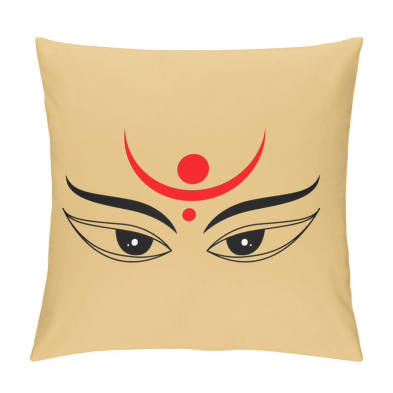 Personality  Shakti Face Icon. Lord Durga Face Illustration. Pillow Covers