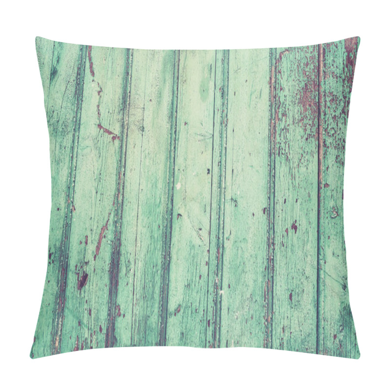 Personality  Old Rustic Painted Cracky Green Wooden Texture Pillow Covers