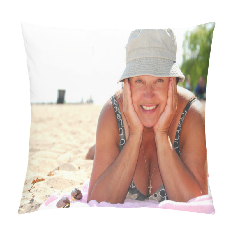 Personality  Mature Woman Beach Pillow Covers