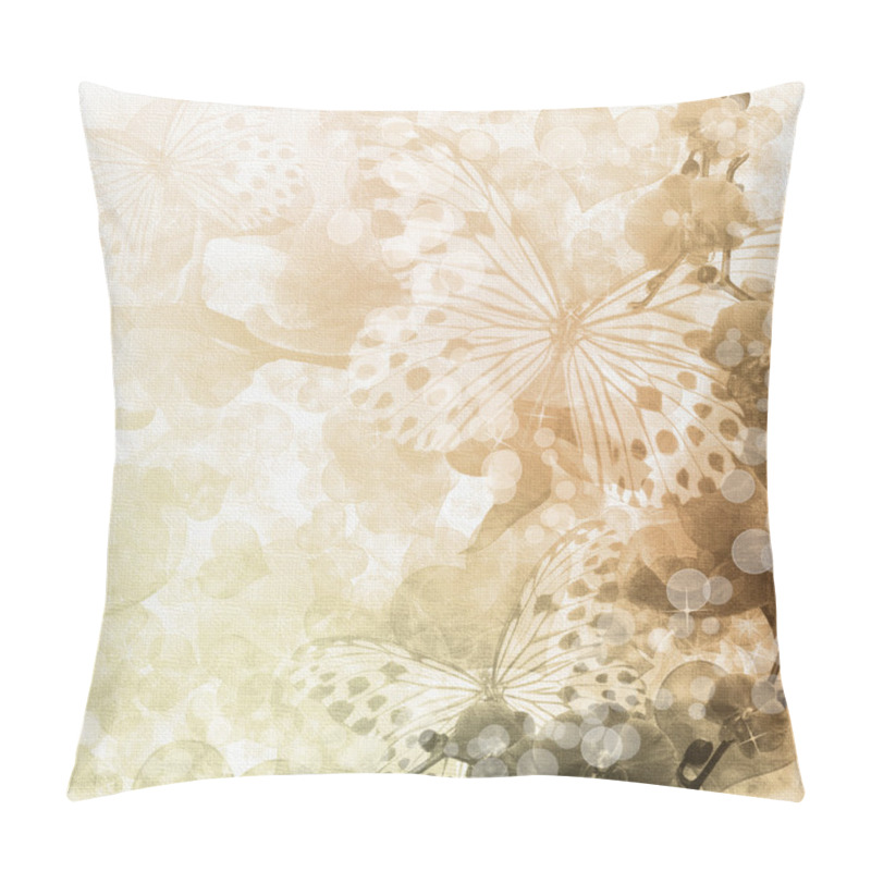 Personality  Butterflies And Orchids Flowers Beige Background ( 1 Of Set) Pillow Covers