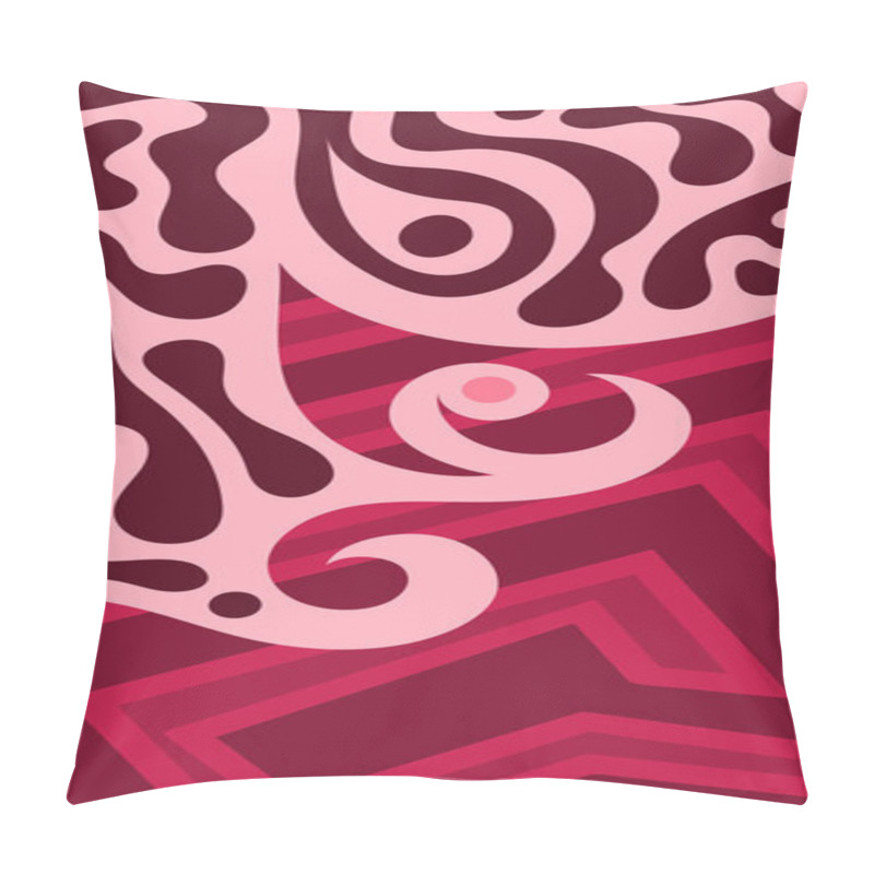 Personality  Abstract Background With Swirl Curly Ornament On Geometric Stripes Texture. Collage Of Stripes Texture With Decorative Curl Curves Shapes Ornament. Pillow Covers