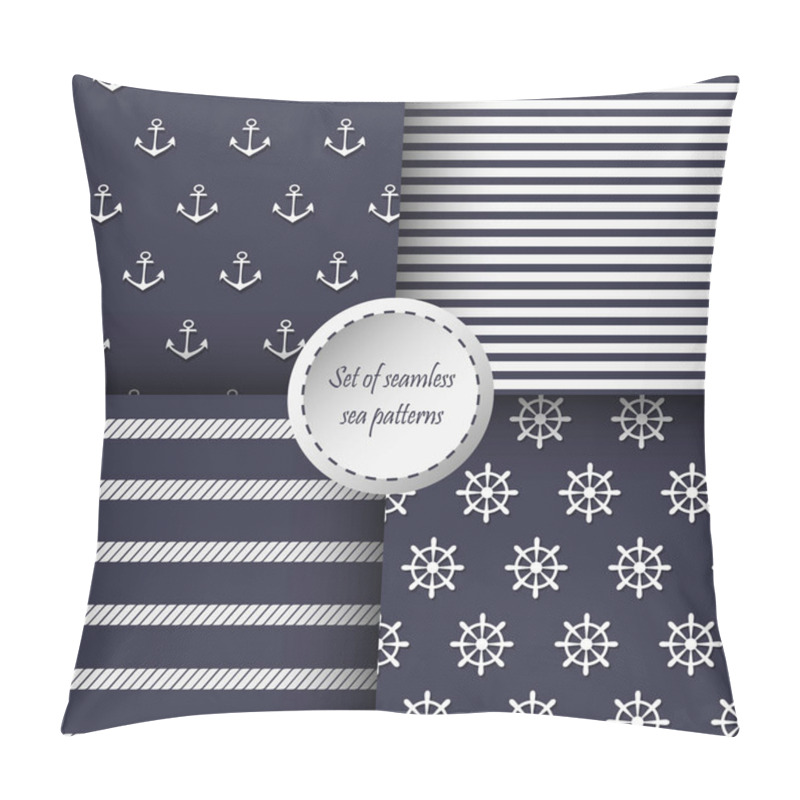 Personality  Set Of Sea Seamless Patterns Pillow Covers