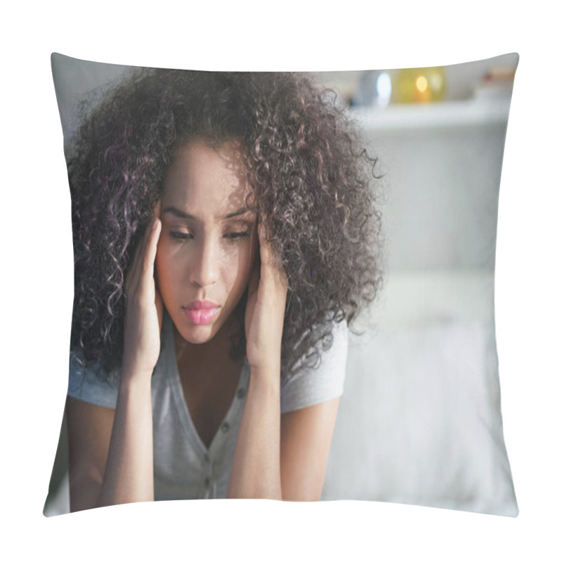 Personality  Depressed Hispanic Girl With Sad Emotions And Feelings Pillow Covers