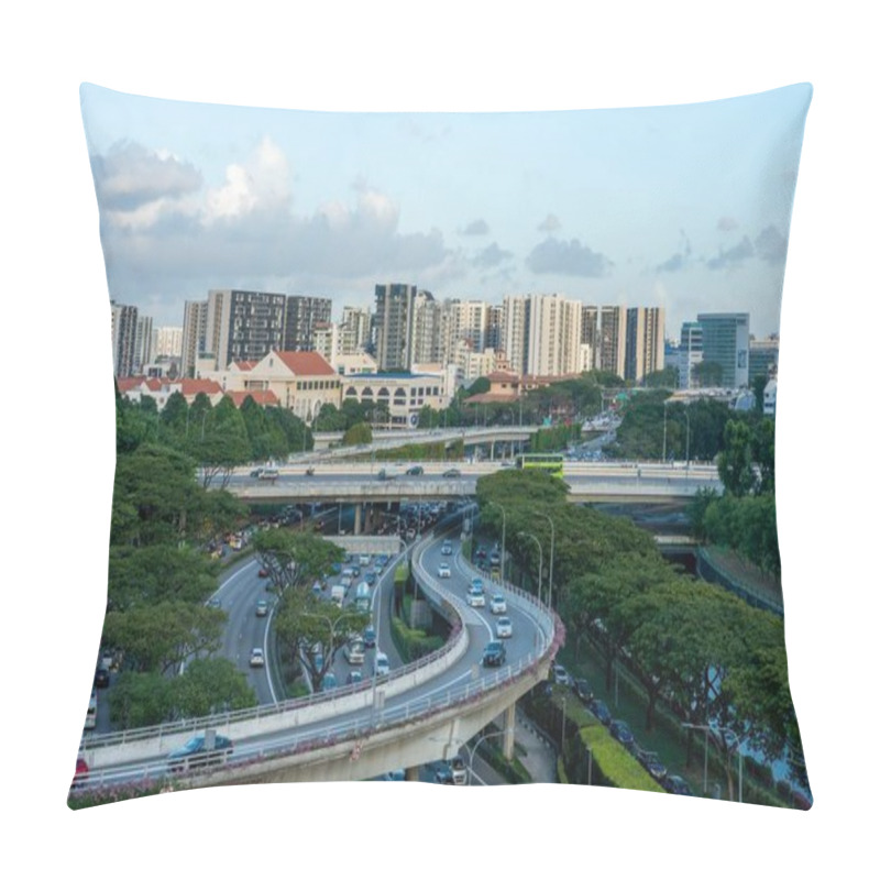 Personality  SINGAPORE, SINGAPORE - Feb 19, 2020: Singapore, Singapore - February 19, 2020 : Flowing Traffic Along An Expressway , Highway,  In Toa Payoh Pillow Covers