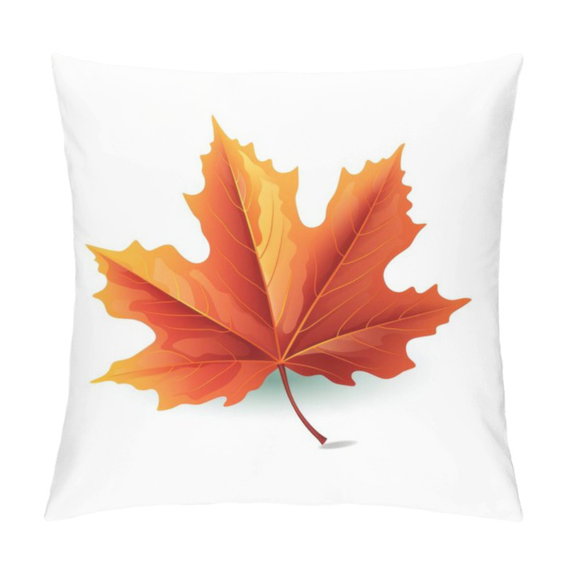 Personality  Vibrant Orange Autumn Leaf Showcasing Intricate Details And Textures. Pillow Covers