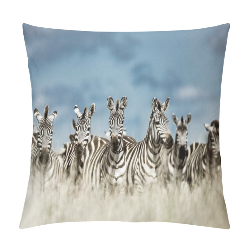 Personality  Herd Of Zebra In The Wild Savannah, Serengeti, Africa Pillow Covers