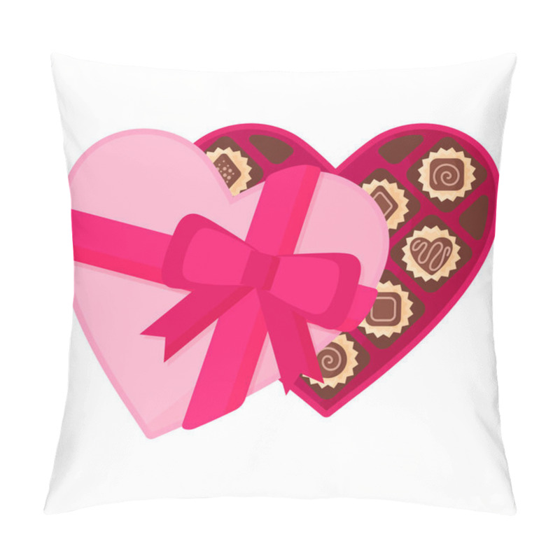 Personality  Open Heart Pink Box Of Chocolate Dessert Or Candy With Icing For Valentine's Day. Pillow Covers