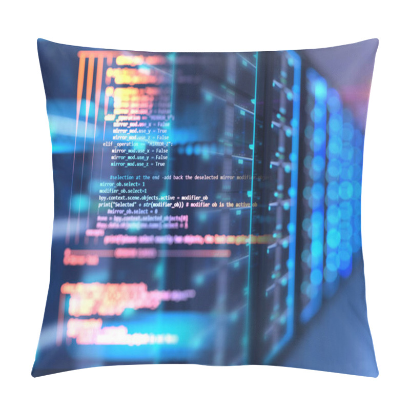 Personality  Server Room 3d Illustration With Node Base Programming Data  Des Pillow Covers