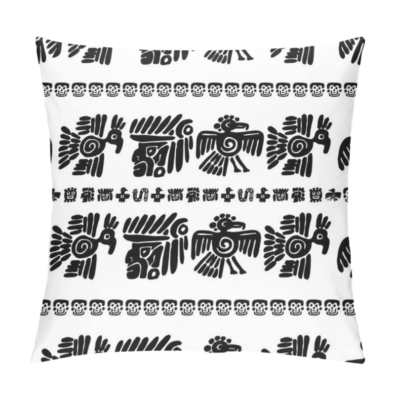 Personality  Seamless Maya Pattern. Black And White Ethnic Elements. Pillow Covers